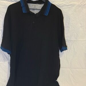 Classic Black Polo Shirt with Blue Trim